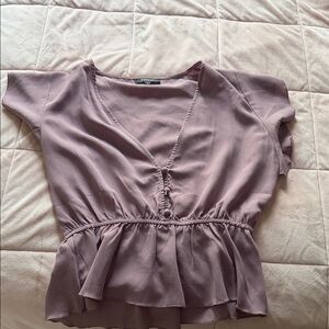 Papaya Mauve V-Neck Blouse